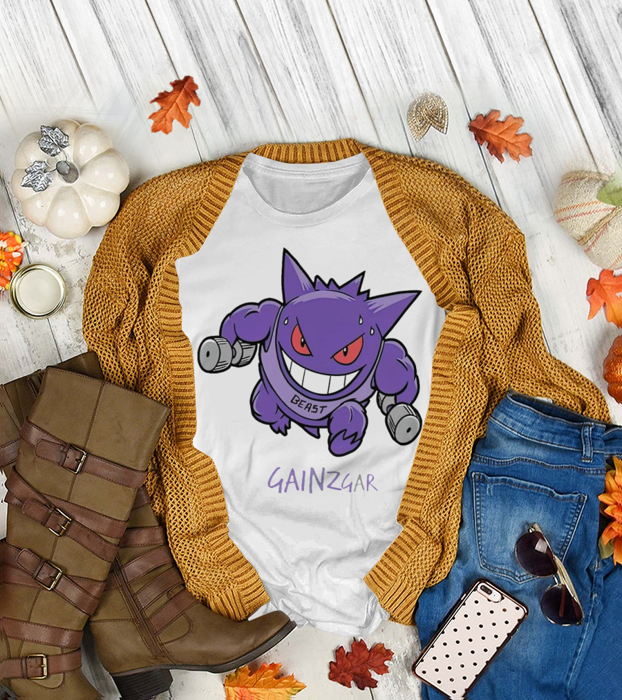 Pokemon Gengar Gainzgar Beast Lifting Dumbbells T-Shirt