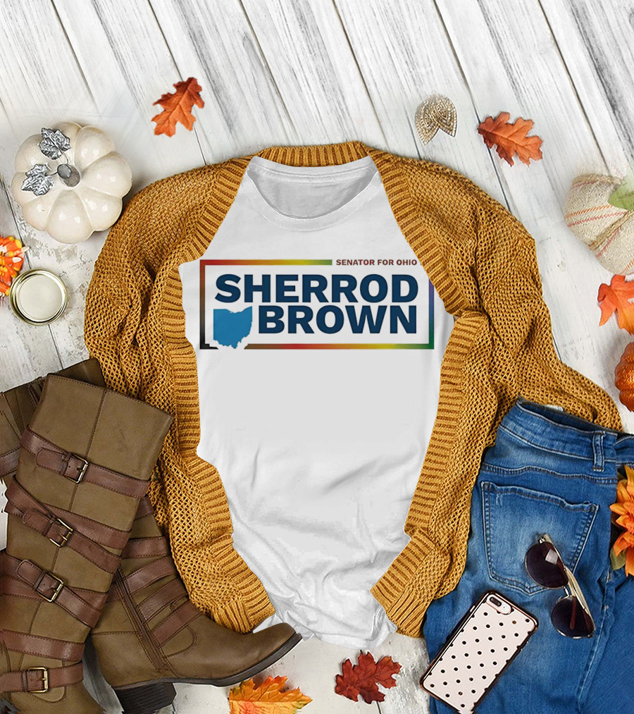 Sherrod Brown Senator for Ohio Ohio Map Rainbow Border T-Shirt