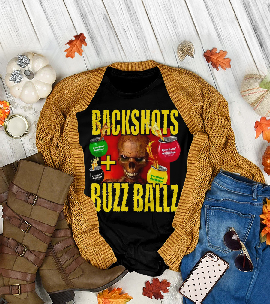 Backshots with Buzz Ballz Fiery Skeleton Combo T-Shirt