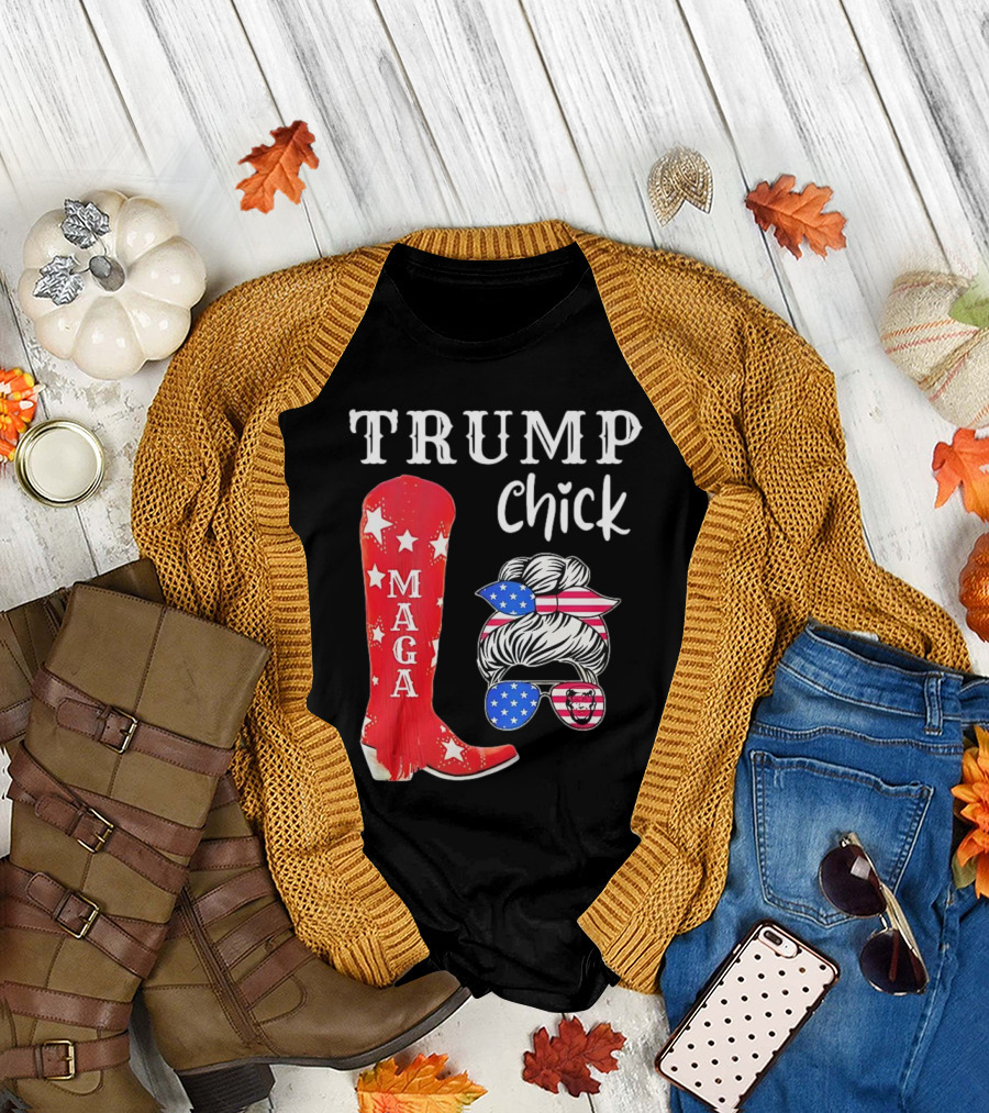 Trump Chick MAGA Stars and Stripes USA Flag T-Shirt