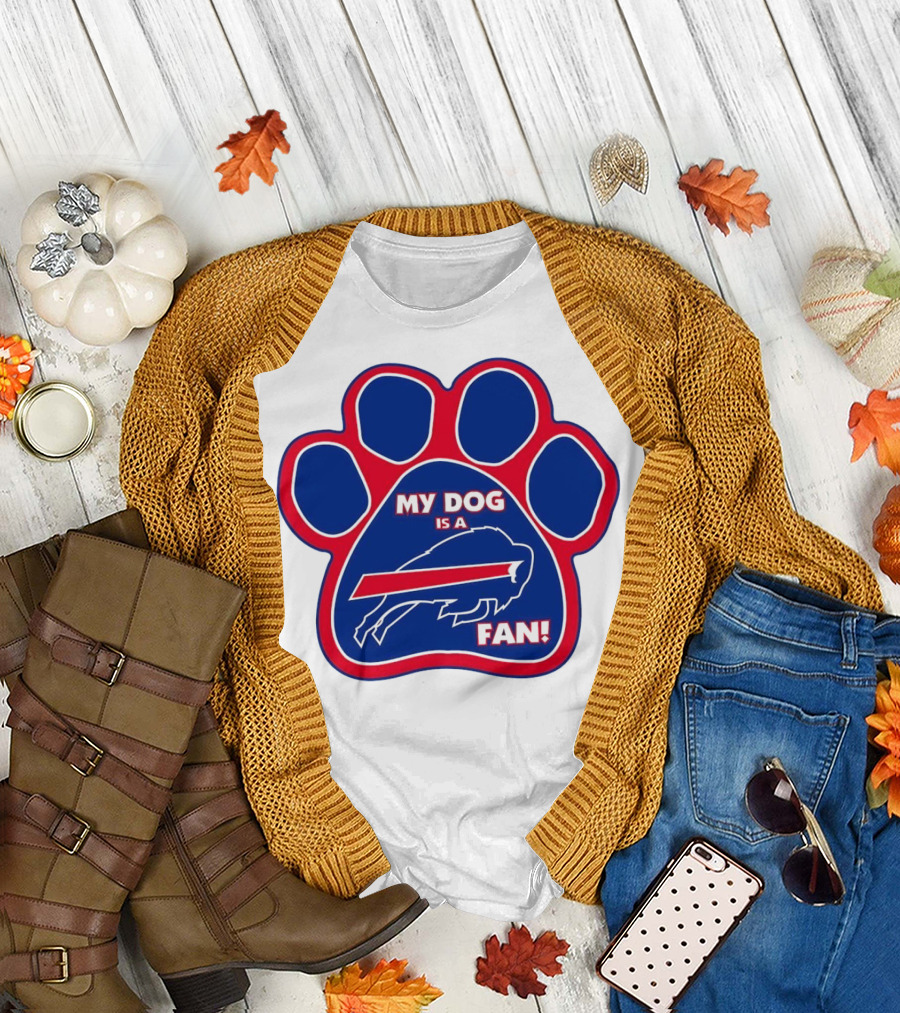 Buffalo Bills My Dog Is a Fan Paw Prints T-Shirt