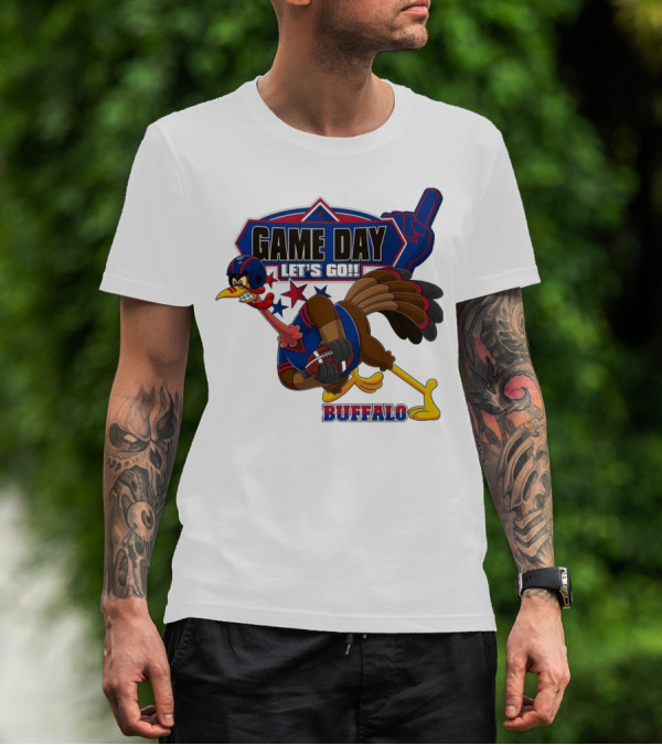 Game Day Let's Go Buffalo Football Turkey Mascot T-Shirt
