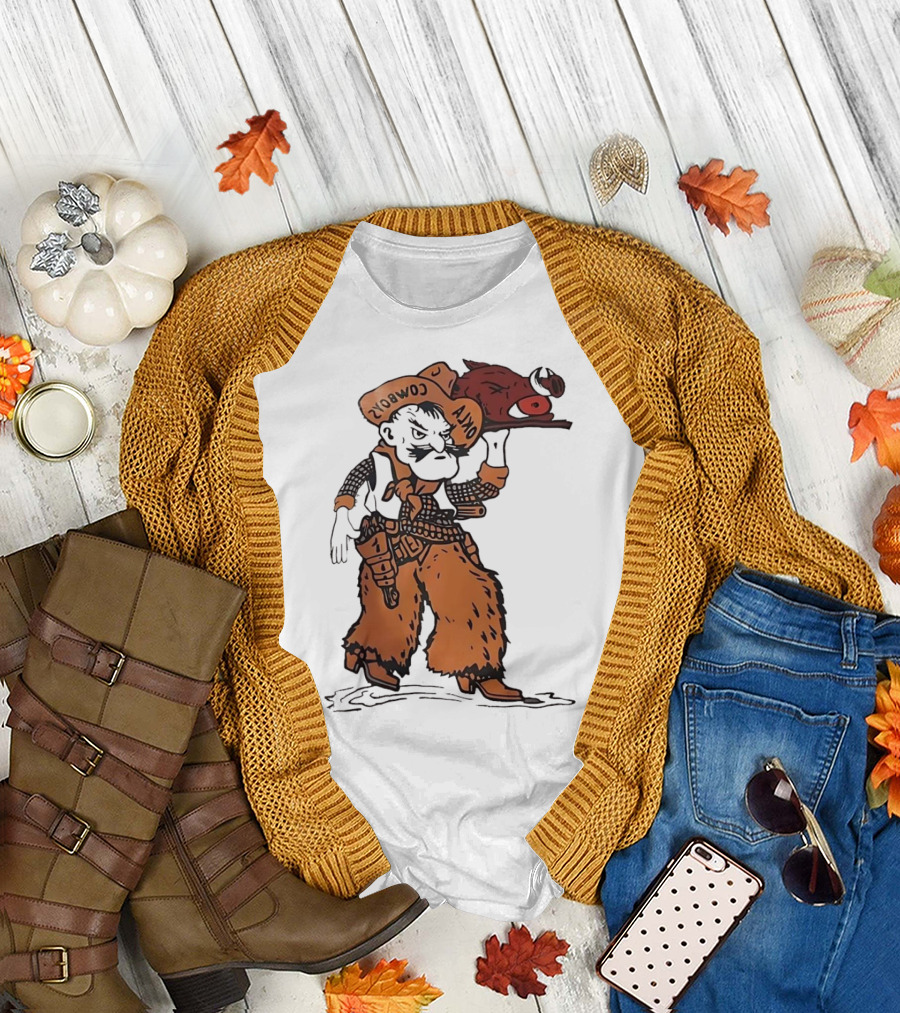 Oklahoma State Cowboys vs Arkansas Razorbacks Rivalry Showdown Mascot T-Shirt