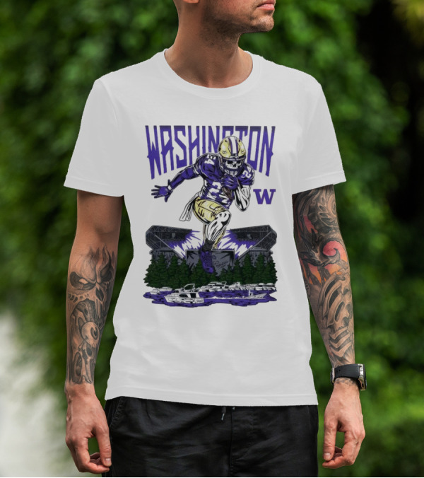 Washington Huskies Dawg Dash Immortal Football Stadium And Boats T-Shirt