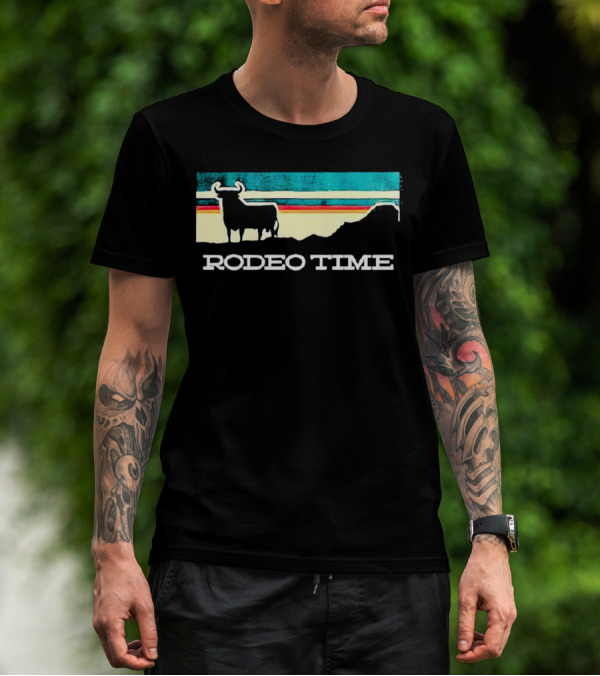 Rodeo Time Buffalo Silhouette Striped Sunset T-Shirt