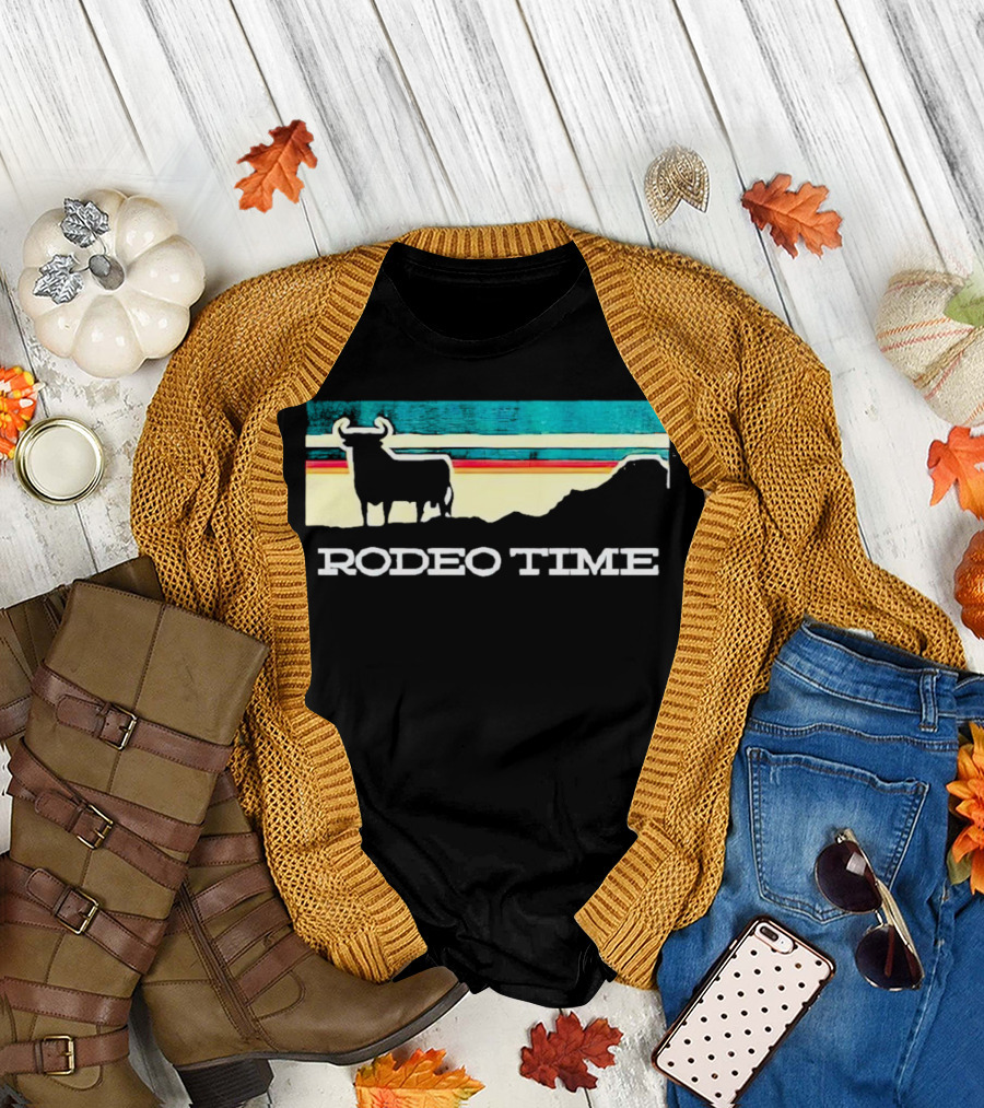 Rodeo Time Buffalo Silhouette Striped Sunset T-Shirt
