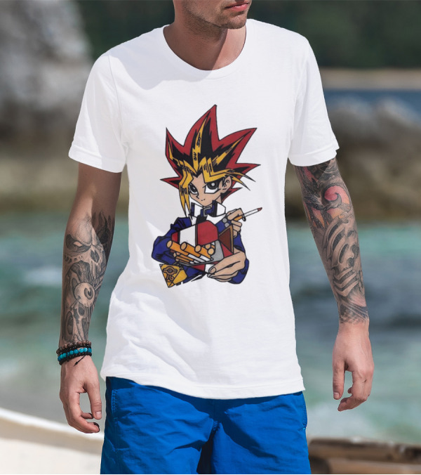 Yu-Gi-Oh Yugi Holding Cards With Millennium Puzzle T-Shirt