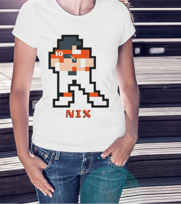 Bo Nix 8-Bit Pixel Art 10 Block Figure T-Shirt