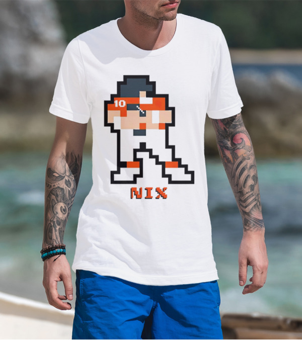 Bo Nix 8-Bit Pixel Art 10 Block Figure T-Shirt