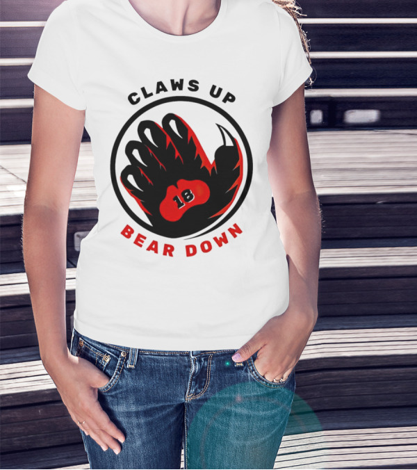 Claws Up Bear Down 18 Caleb Williams Chicago Bears T-Shirt