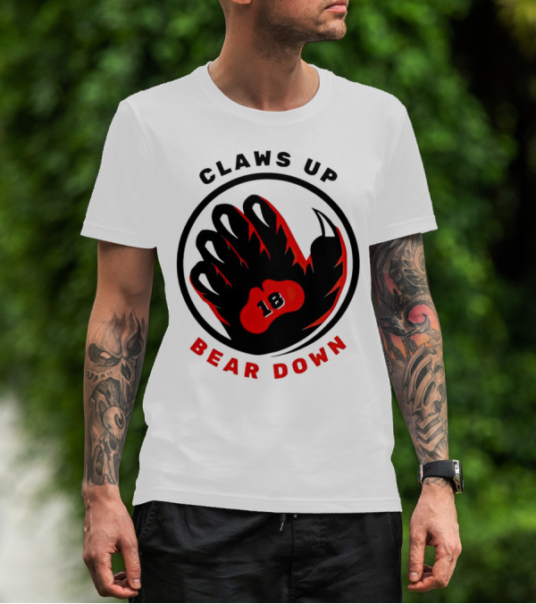 Claws Up Bear Down 18 Caleb Williams Chicago Bears T-Shirt