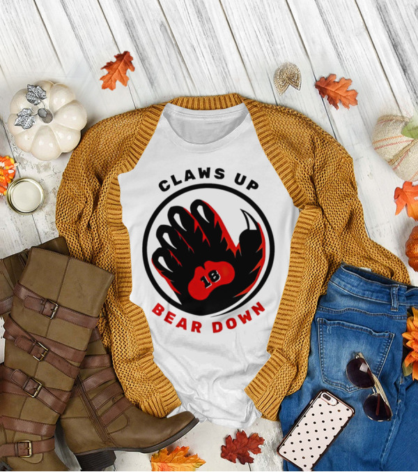 Claws Up Bear Down 18 Caleb Williams Chicago Bears T-Shirt