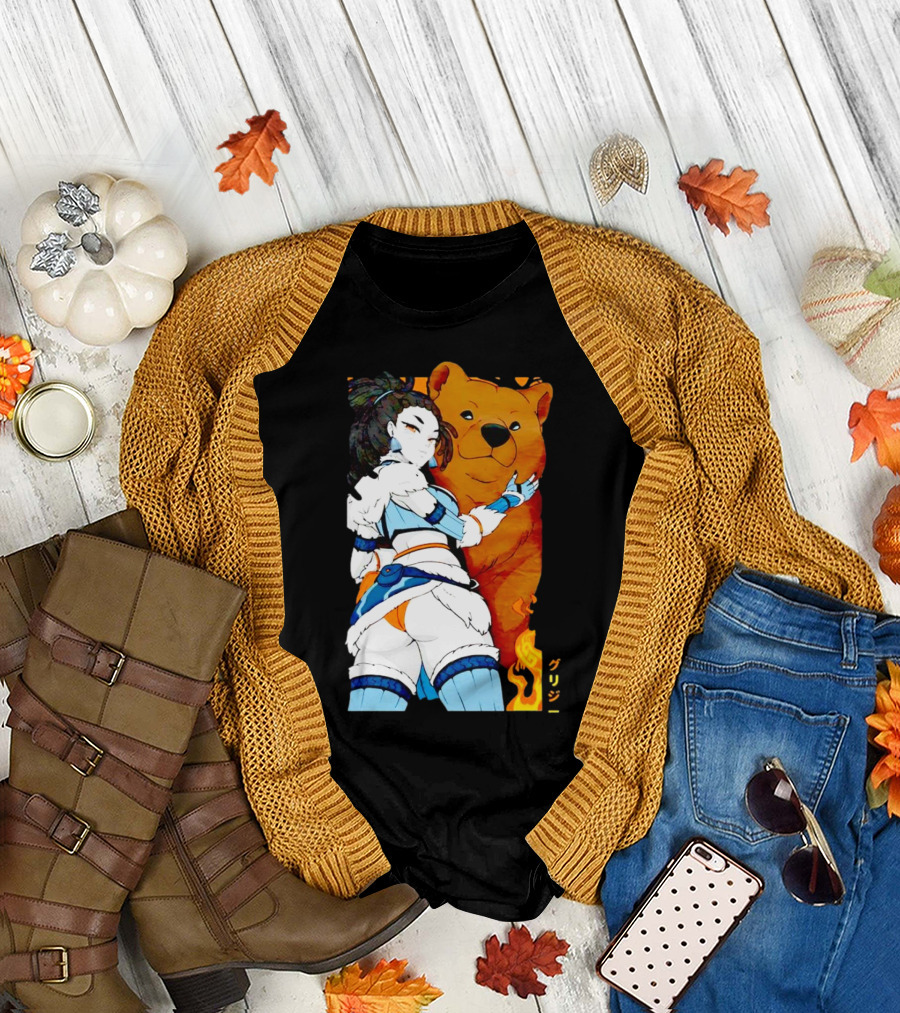 Grizzy X Gsupps Waifu Collab Anime Bear Fire T-Shirt
