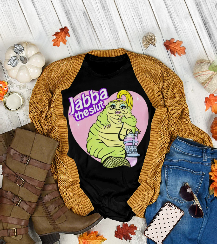 Jabba the Slut Parody Pink Heart Background T-Shirt