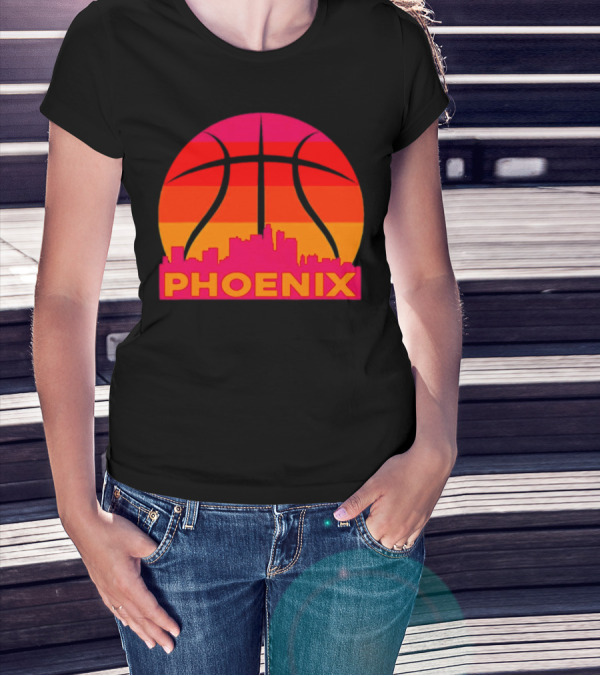 Phoenix Suns Sunset Basketball Skyline T-Shirt