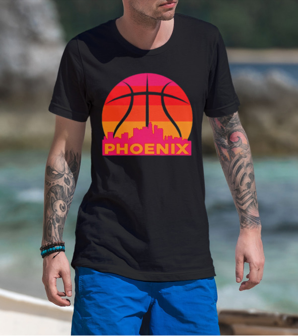 Phoenix Suns Sunset Basketball Skyline T-Shirt