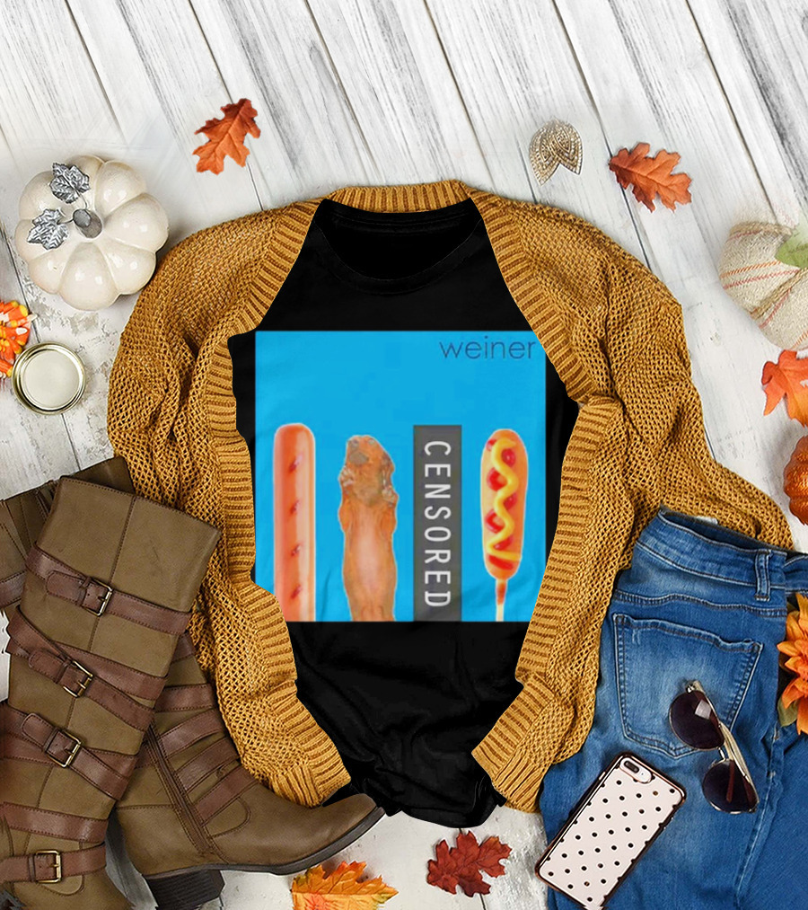 Weiner Censored Blue Background Hot Dogs Corn Dog T-Shirt