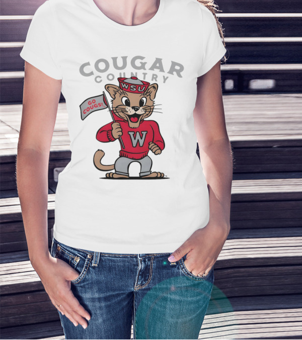 WSU Cougar Football Cougar Country Go Cougs Mascot T-Shirt