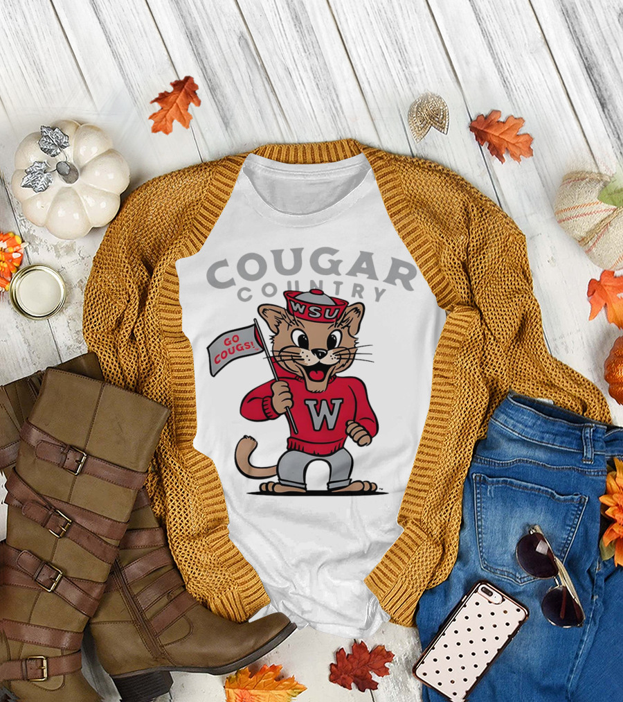 WSU Cougar Football Cougar Country Go Cougs Mascot T-Shirt