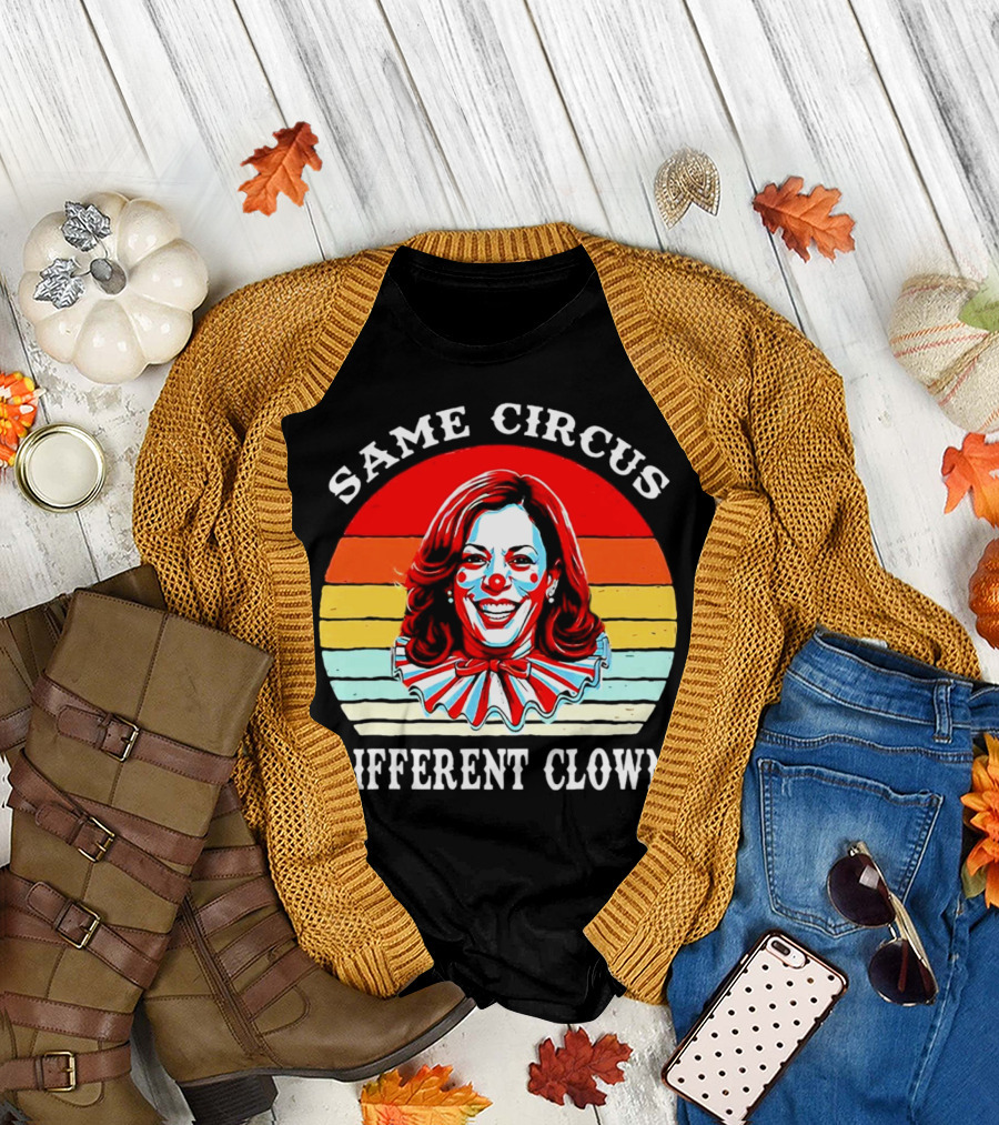 Same Circus Different Clown Kamala Harris Vintage Retro Clown Face T-Shirt