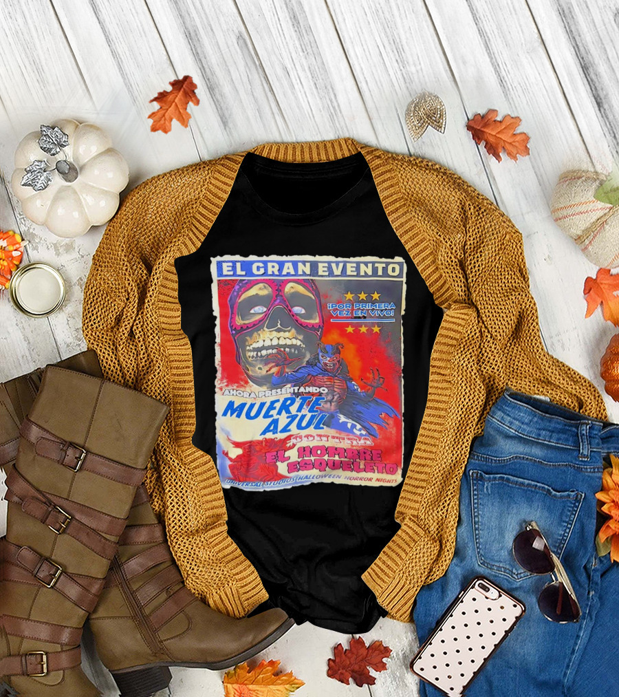 El Gran Evento Muerte Azul Hombre Esqueleto Universal Studios Halloween Horror Nights T-Shirt