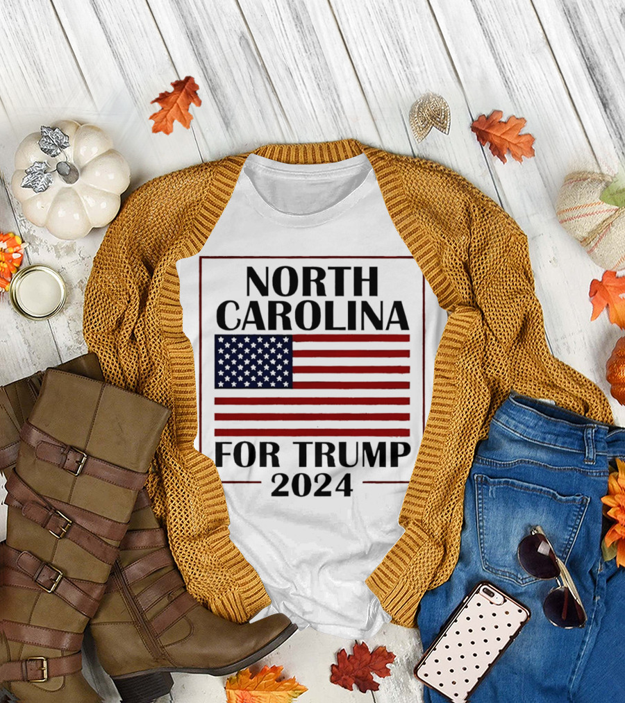 North Carolina Trump 2024 USA Flag T-Shirt