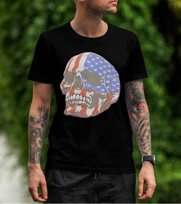 Skull With American Flag T-Shirt
