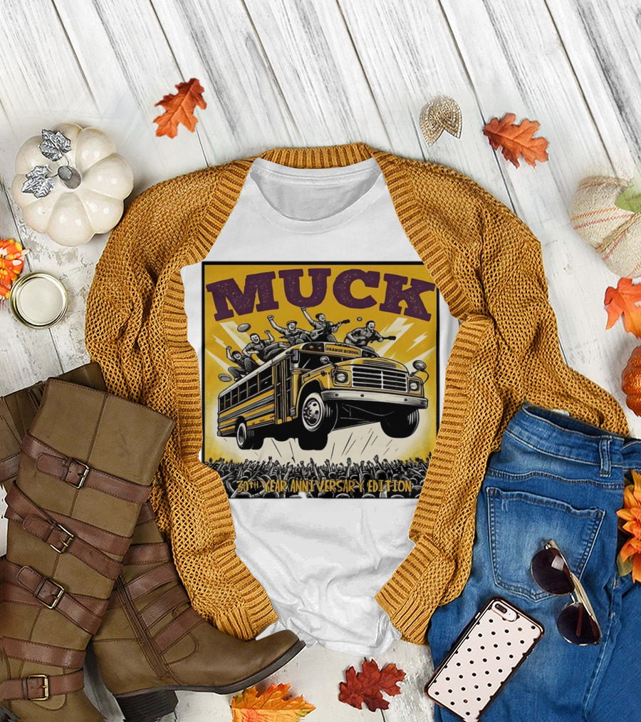 MUCK 30th Year Anniversary Edition Orange School Bus Crowd T-Shirt