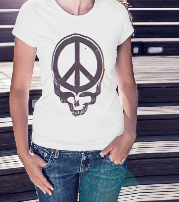 Peace Symbol Within Grateful Dead Skull T-Shirt