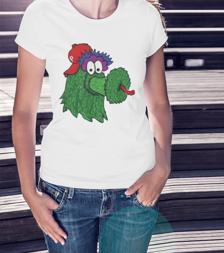 Phillie Phanatic Mascot Philadelphia Phillies Green Creature Red Cap T-Shirt