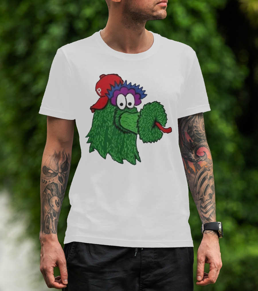 Phillie Phanatic Mascot Philadelphia Phillies Green Creature Red Cap T-Shirt