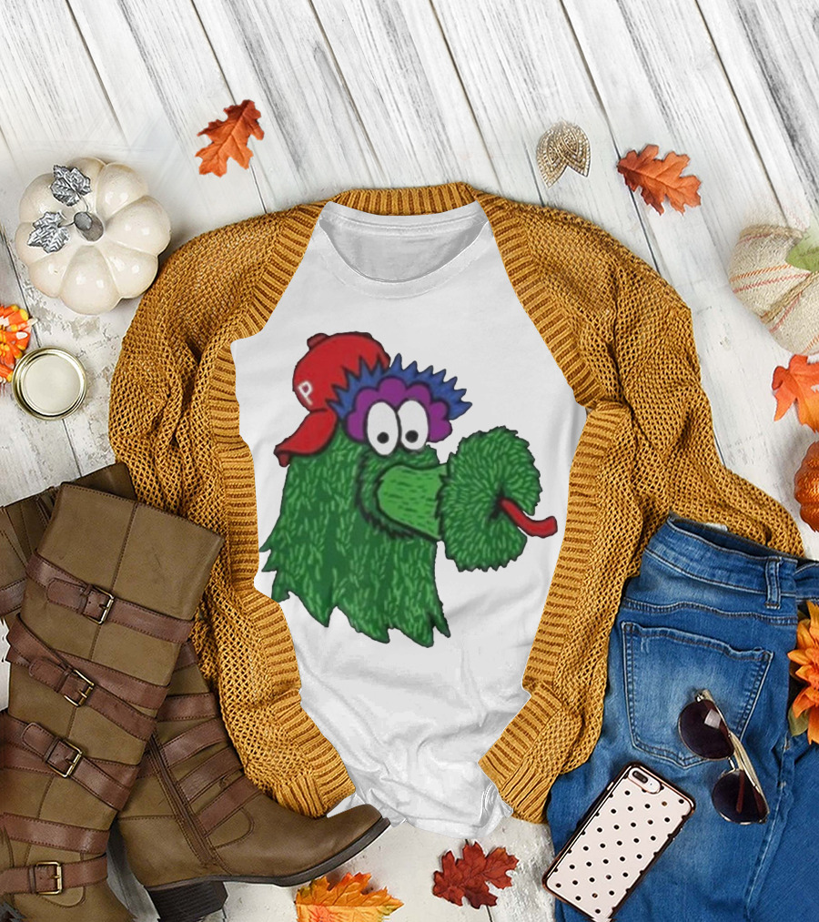 Phillie Phanatic Mascot Philadelphia Phillies Green Creature Red Cap T-Shirt