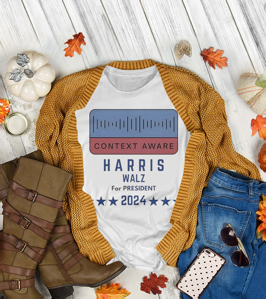 Context Aware Harris Walz For President 2024 Stars Stripes T-Shirt