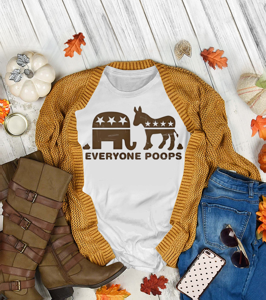 Elephant vs Donkey Stars Everyone Poops T-Shirt