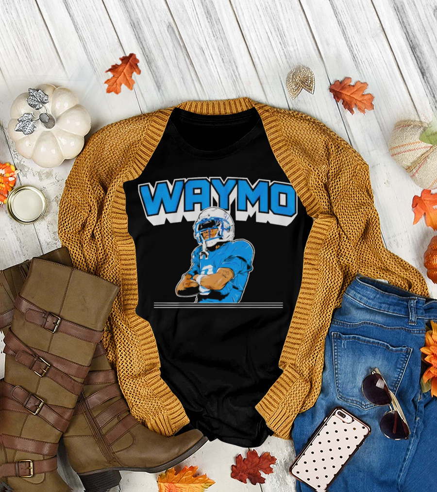 Waymo Football Player with Blue Jersey and Helmet T-Shirt