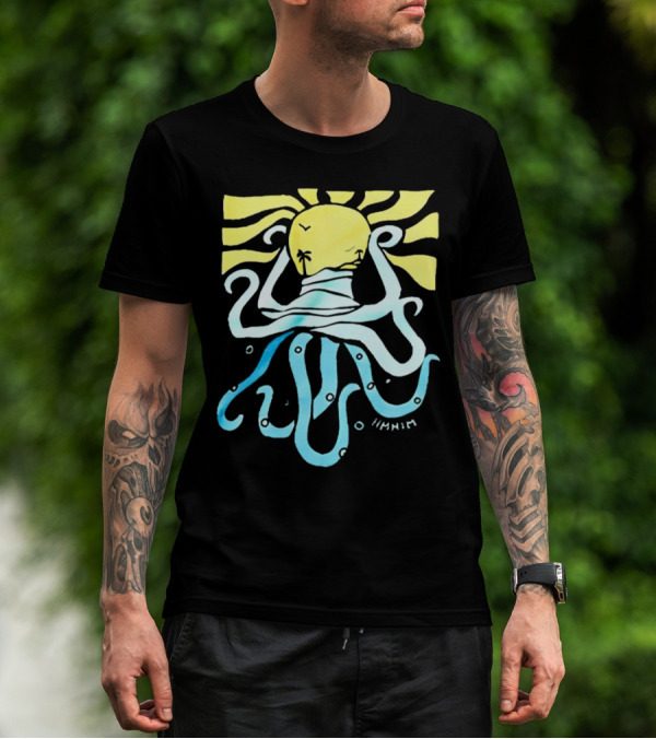 Mark Hoppus Octopus Sun Wave Palm Ocean Scene T-Shirt