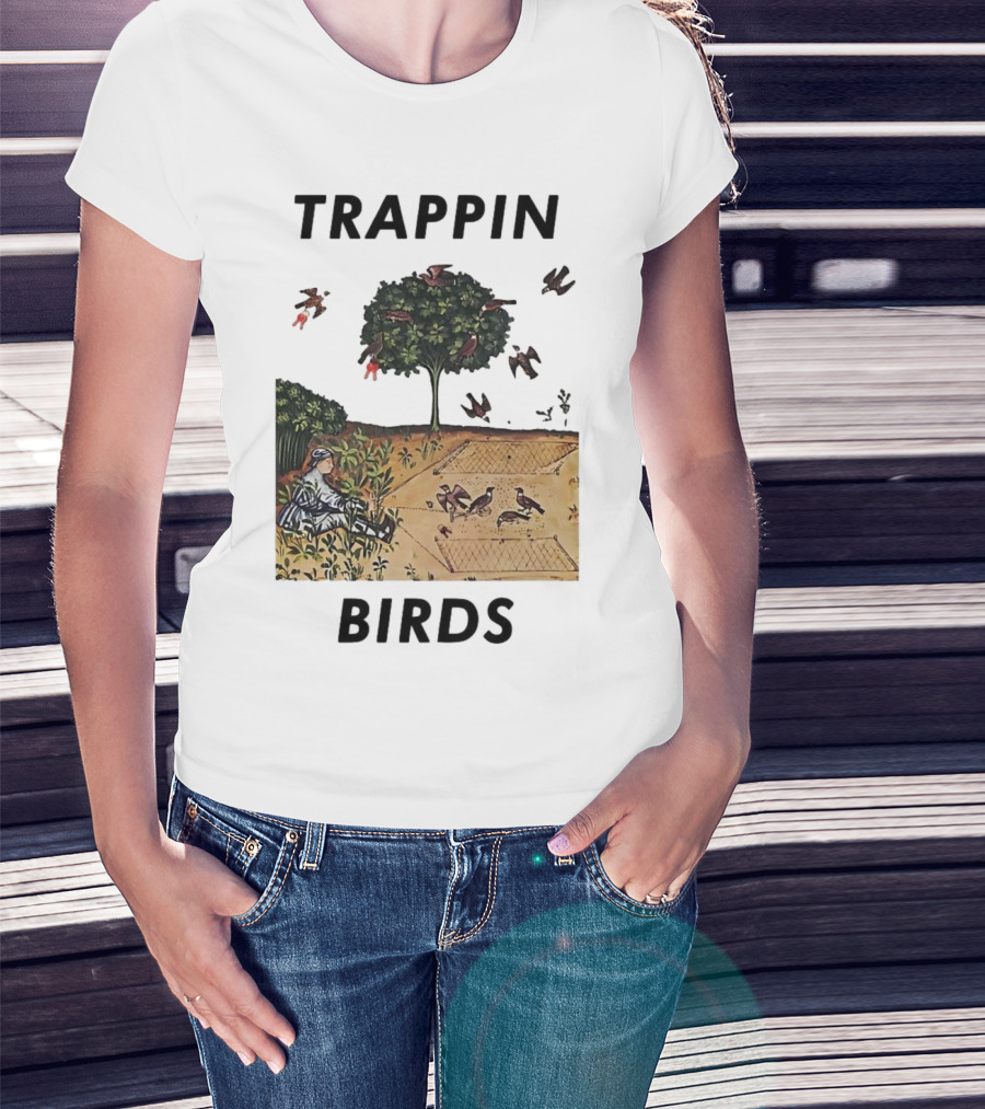 Trappin Birds Retro Medieval Hunting Scene T-Shirt