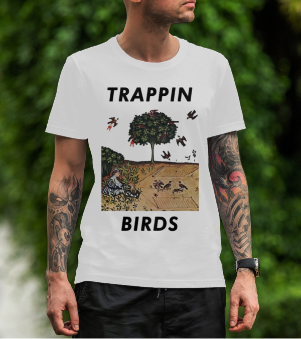Trappin Birds Retro Medieval Hunting Scene T-Shirt