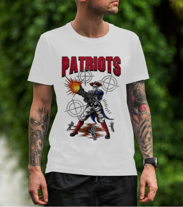 Patriots Skeleton Shooting With Rifle And Targets T-Shirt