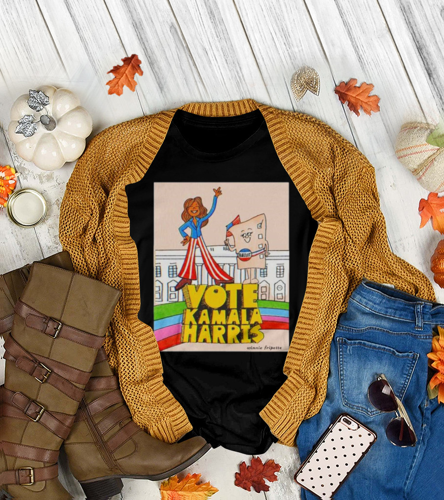 Vote Kamala Harris Winnie Fripette Cartoon Ballot House T-Shirt