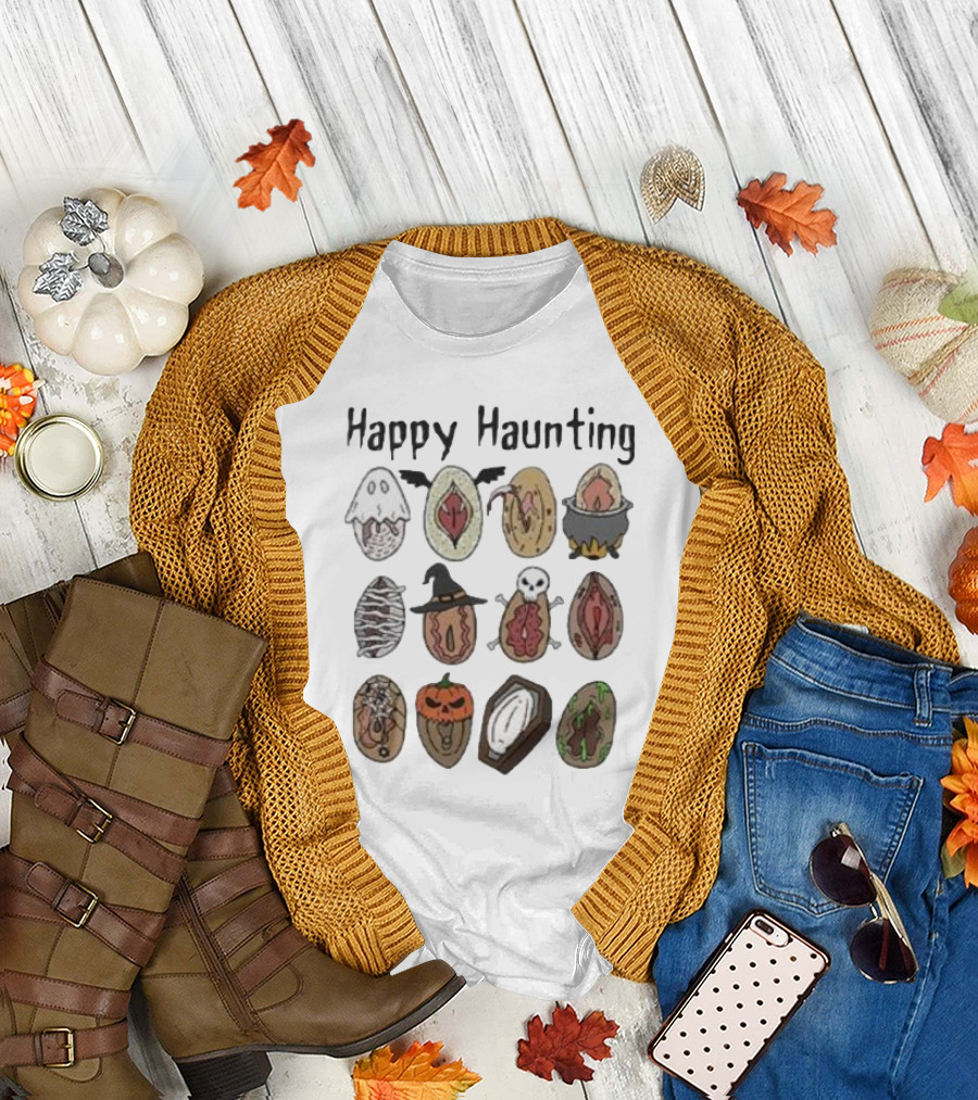 Happy Haunting Halloween Pussy Vagina Ghost Pumpkin Skull Witch Mummy Cauldron T-Shirt