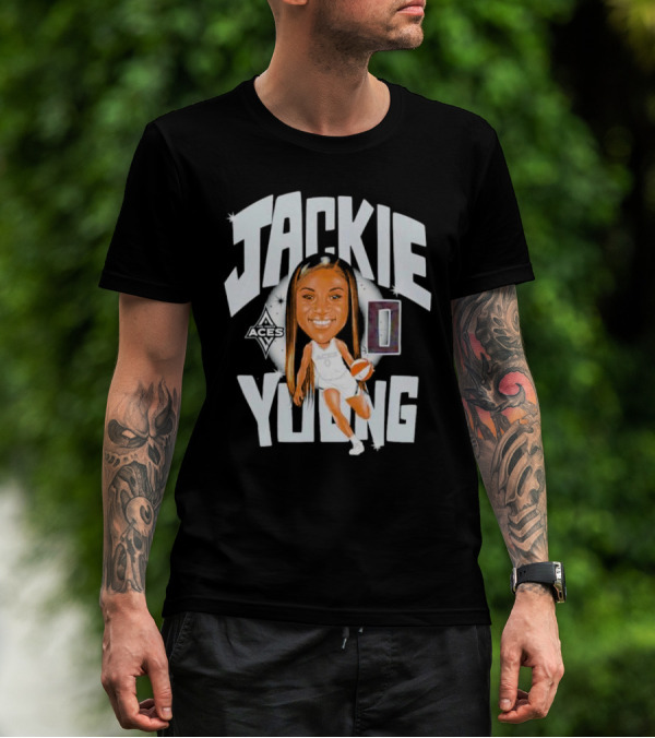 Jackie Young Las Vegas Aces Basketball Caricature T-Shirt