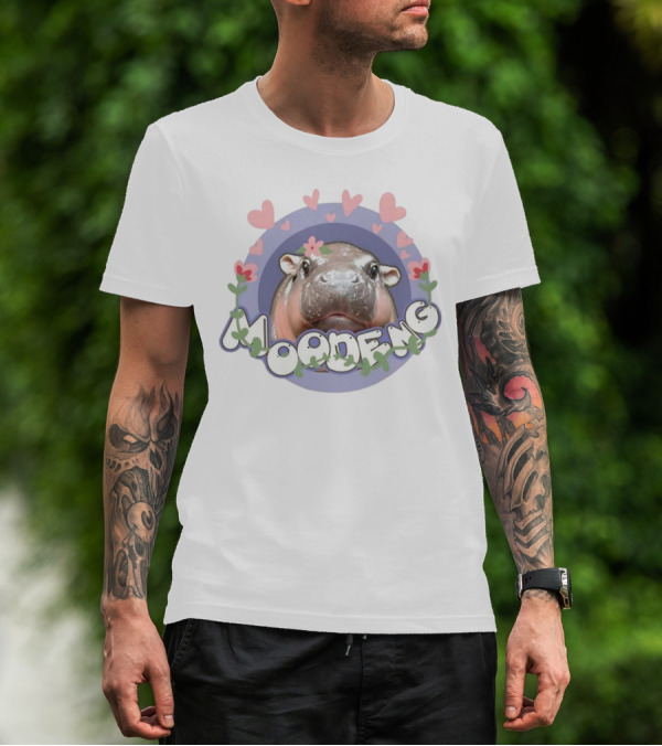 Moo Deng Cute Pig Heart Flower T-Shirt