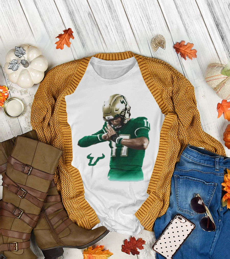 Byrum Brown South Florida Bulls Football 17 Green Jersey T-Shirt