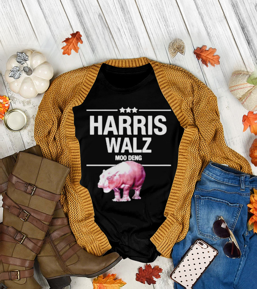 Harris Walz Moo Deng Pink Hippo T-Shirt