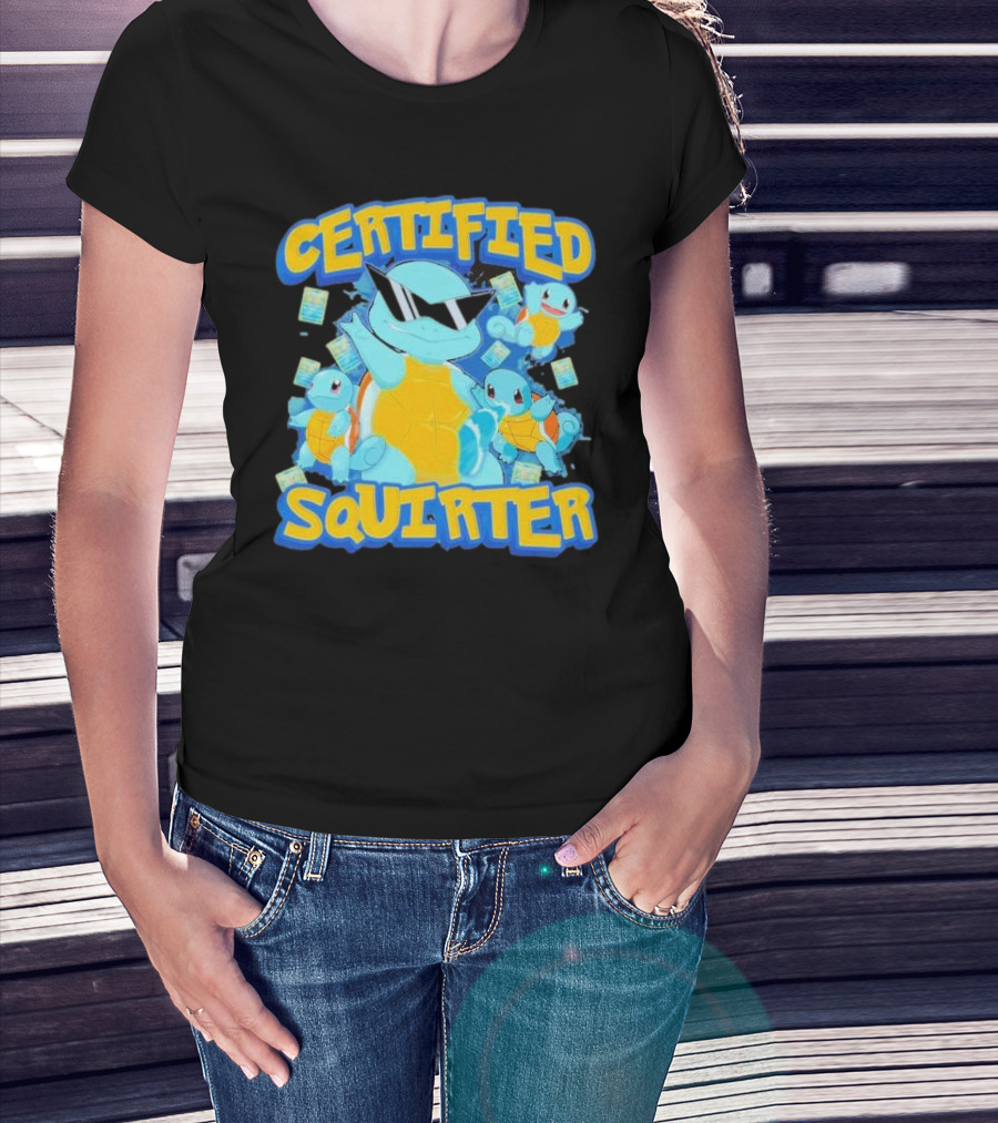CERTIFIED SQUIRTER POKEMON SQUIRTLE PARTY WITH SUNGLASSES AND CARDS T-Shirt