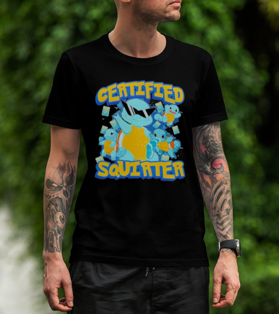 CERTIFIED SQUIRTER POKEMON SQUIRTLE PARTY WITH SUNGLASSES AND CARDS T-Shirt