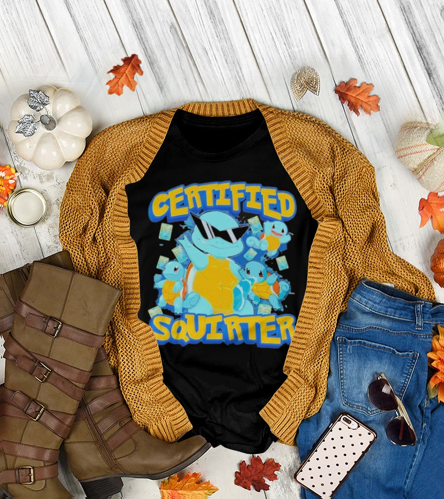 CERTIFIED SQUIRTER POKEMON SQUIRTLE PARTY WITH SUNGLASSES AND CARDS T-Shirt