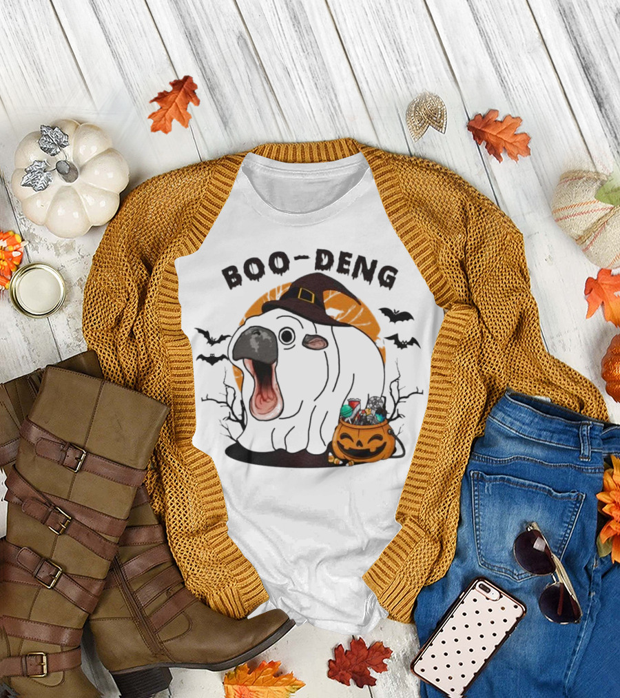Boo Deng Halloween Pumpkin Witch Hat Cow and Bats T-Shirt