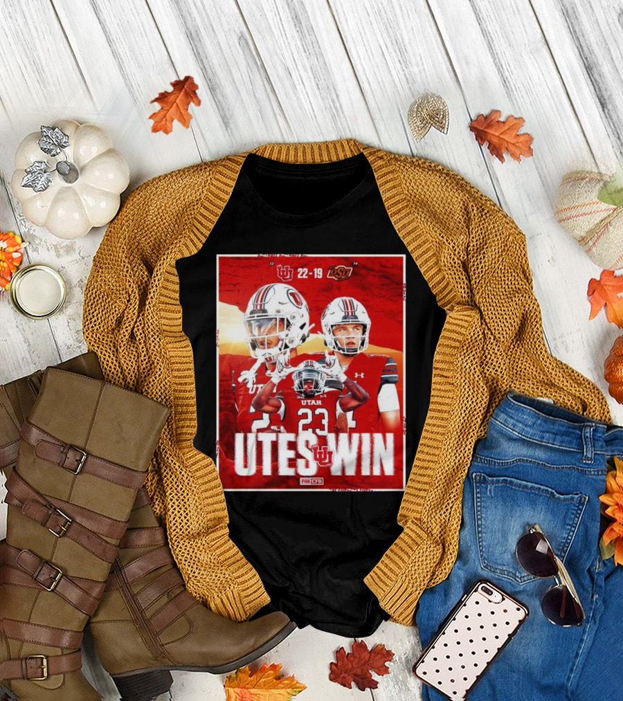 Utes Win 22-19 Over Oklahoma State in 2024 Football CFP Final T-Shirt